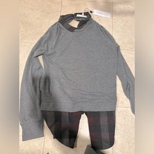 NWT- BCBG Generation top w/plaid “underlayer”